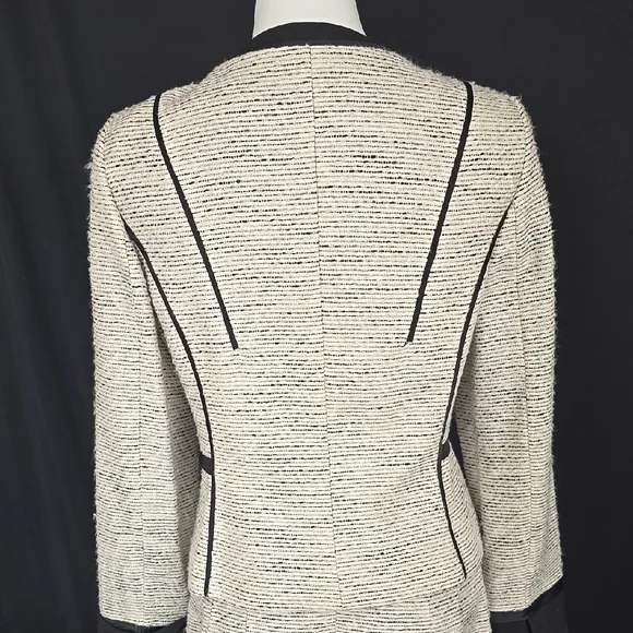 Calvin Klein Cream Black Sheath Jacket and Skirt Suit - Picture 7 of 12